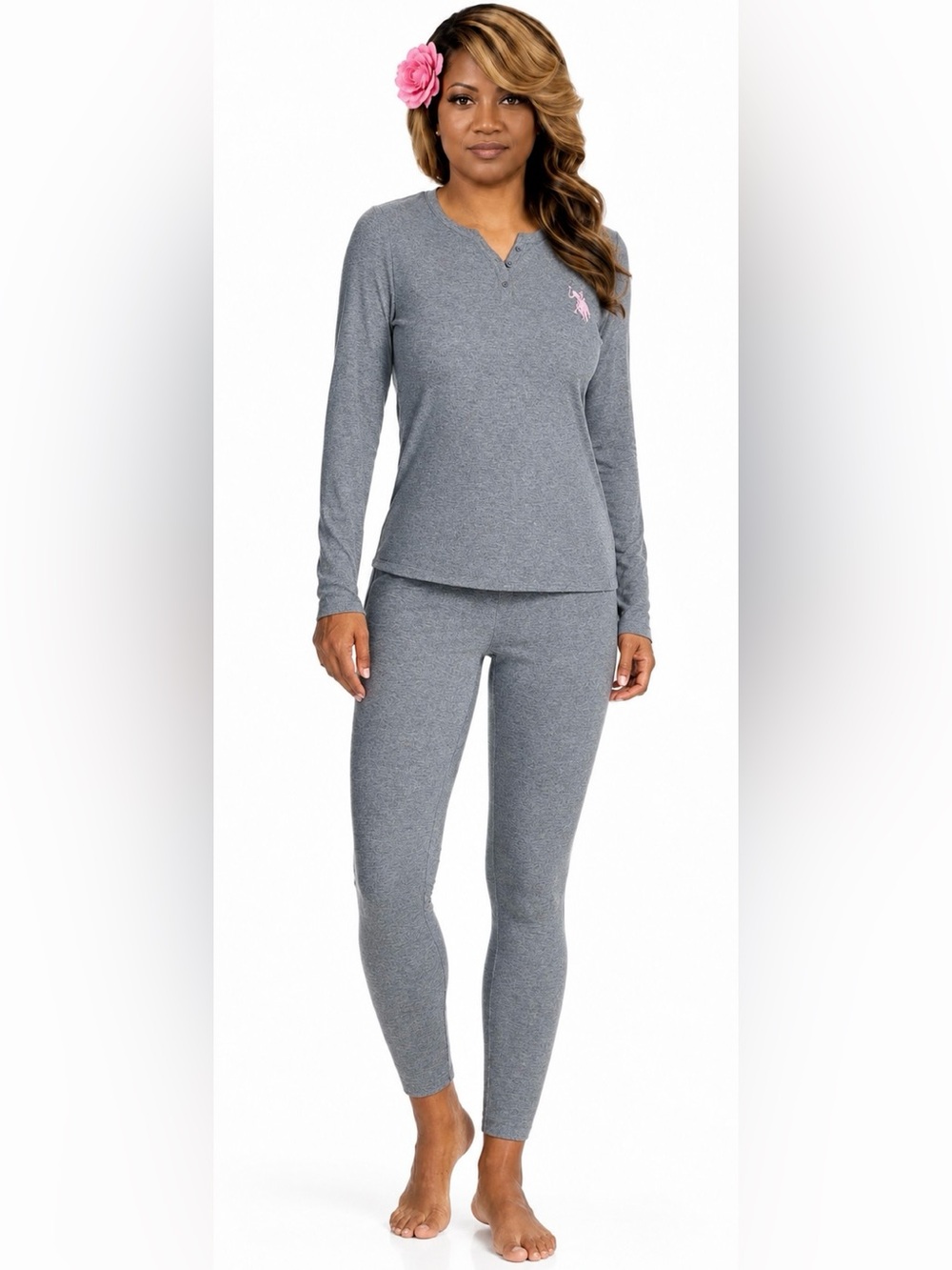BRAND NEW U.S. Polo Assn. Women's Ribbed Henley Long Underwear Thermal Set Small